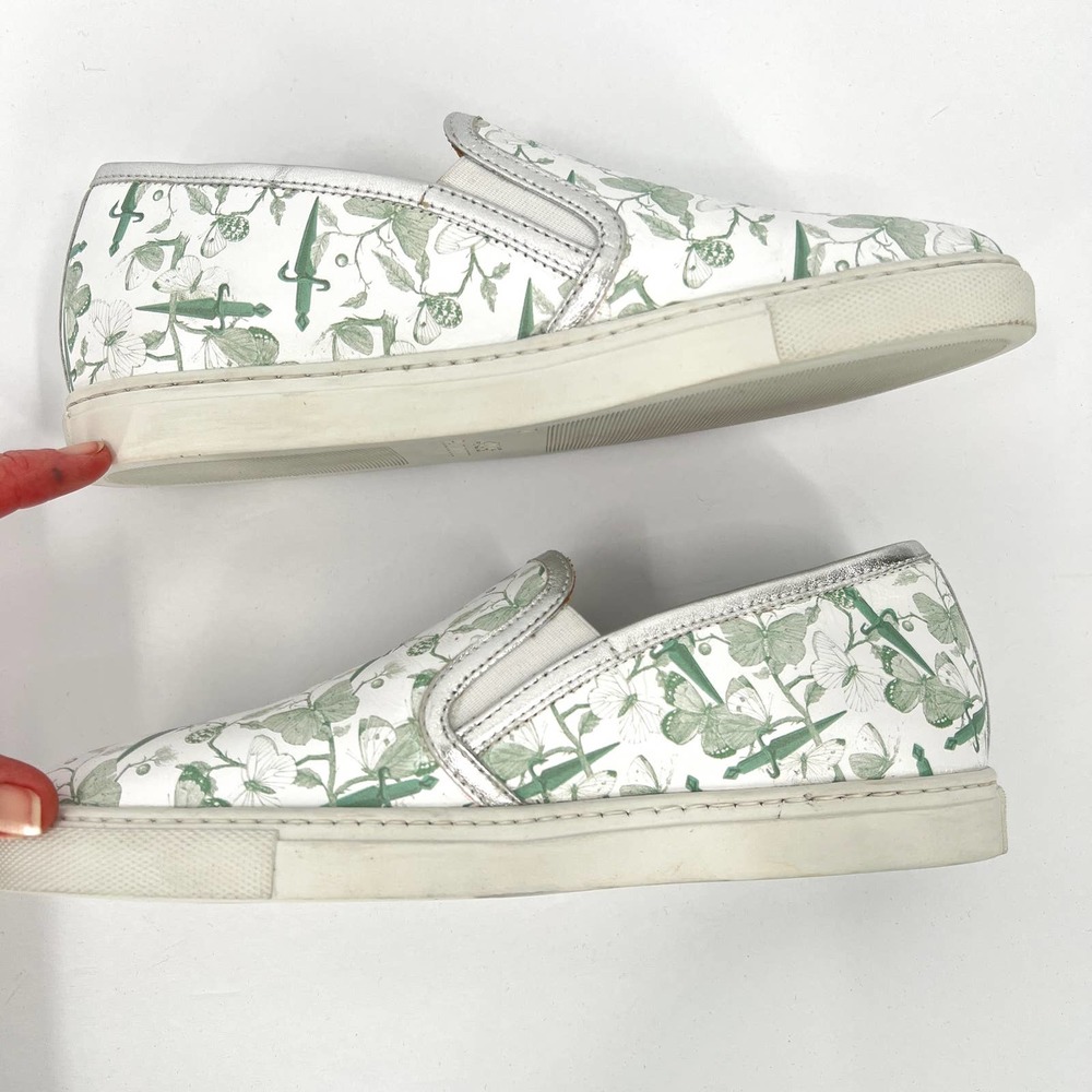 CESARE PACIOTTI 4US Shoes Women 36 White Green Butterfly Printed Slip On Sneaker - Picture 5 of 11